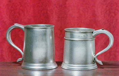 Tankards, left to right: by Timbrell and Bentley of London, 1713; by Nathaniel Locke of London, 1716 by English School